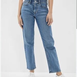 American Eagle 90s Straight Leg Jean Size 8 Medium Wash Mid Rise 28.5 Inseam